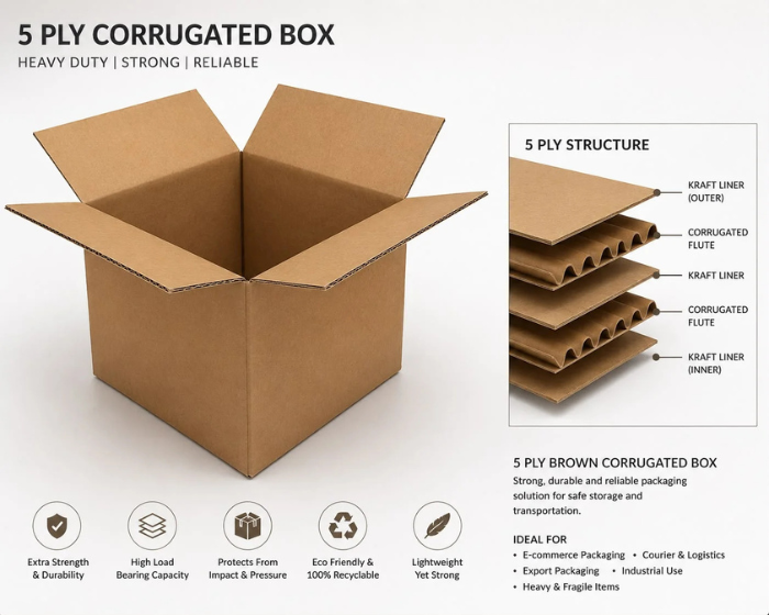 4x4x4 Inch 5Ply Brown - 50 Box
